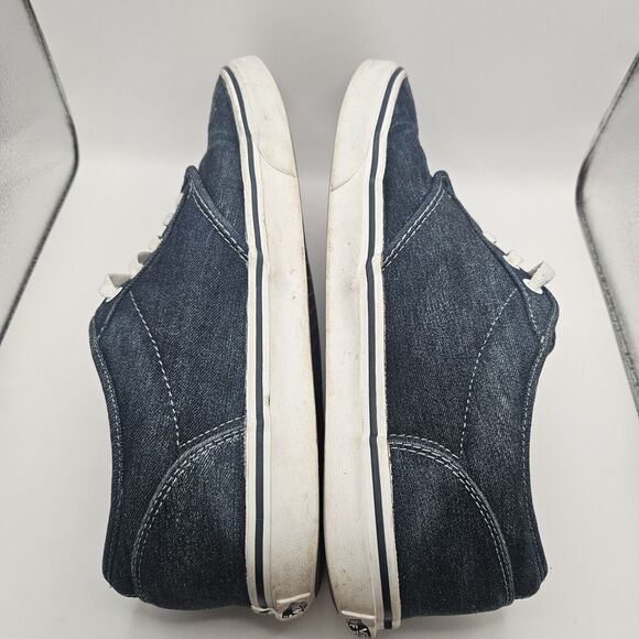 Vans Shoe Men 13 Blue Denim Low Cut Lace-up Sneakers Off the Wall - Picture 6 of 11